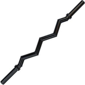 Black zigzag-shaped weightlifting curl bar.