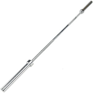 Silver weightlifting barbell isolated on white.