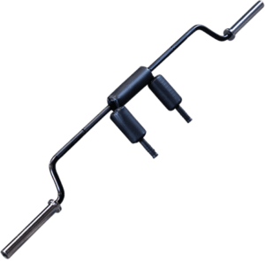 Safety squat bar with padded handles.