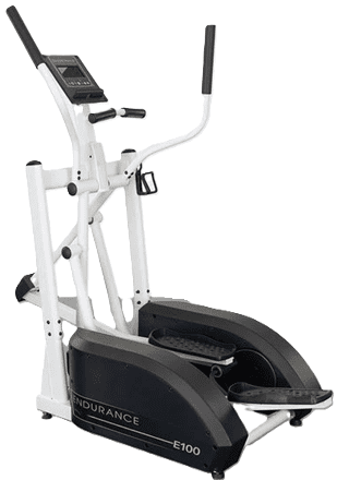 Elliptical machine with digital display and handles.