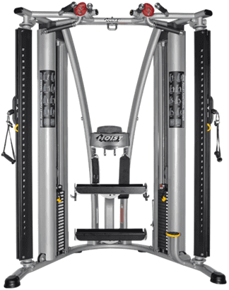 A dual-stack cable machine for strength training exercises.