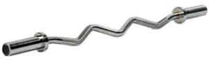 Curved weightlifting bar on white background.