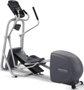 Elliptical machine with digital display and handles.