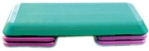 Aerobic step platform with risers.