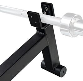Close-up of a black metal bracket attached to a white cylindrical rod.