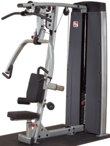 Gym weight machine with adjustable seat.