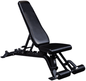 Adjustable weight bench with black padding.