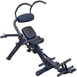 Abdominal exercise machine with padded seat.