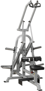 Gym weight machine on a black background.