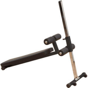 Adjustable incline sit-up bench for workouts.