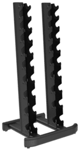 Black vertical dumbbell storage rack.