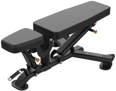 Adjustable black weight bench for workouts.