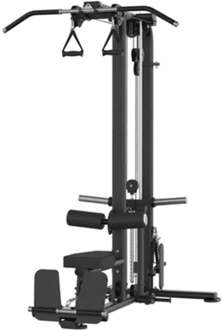 Home gym fitness machine with pull-down bar.