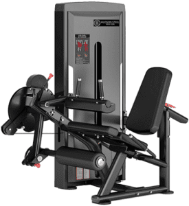 Leg extension machine with padded seat.