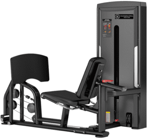 Leg press exercise machine with weights.