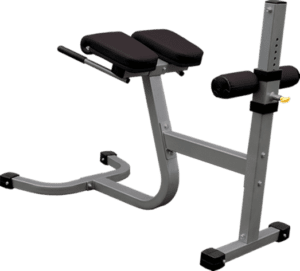 Hyperextension bench for back exercises.
