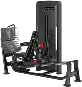 Leg press machine with black and silver design.