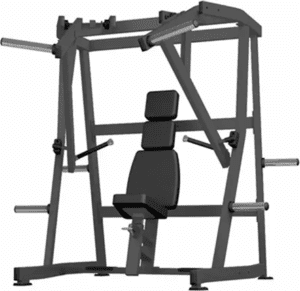 Chest press machine with adjustable seat.