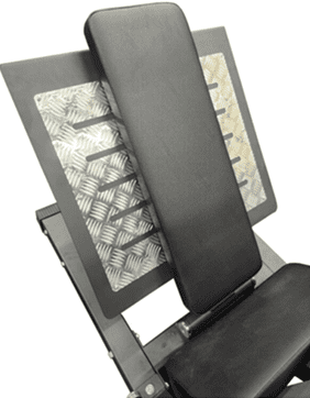 Black ergonomic office chair with mesh backrest and adjustable features.