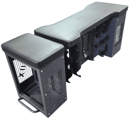 Expandable foldable wagon with multiple compartments and wheels.