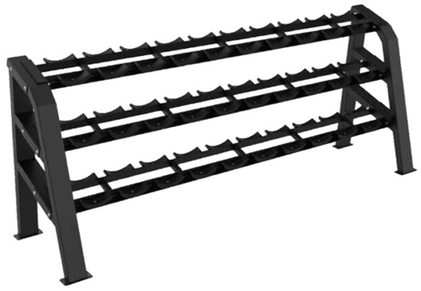 Black metal rack with multiple rows and hooks for storage or organization.