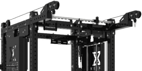 Black multi-functional gym cable machine for strength training.