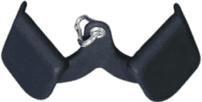 Black resistance bands with metal carabiner clips on a white background.