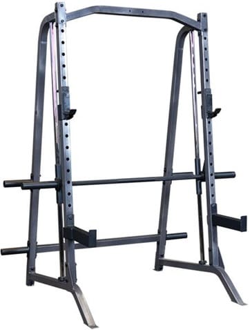 Smith machine gym equipment with barbell rack.