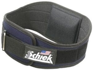 Weightlifting belt with logo and American flag.
