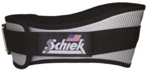 Weightlifting belt with American flag logo.