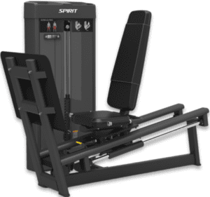 Leg press machine with padded seat.