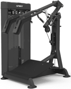 Strength training machine with adjustable pulleys.