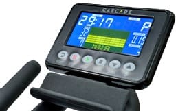 A modern stationary exercise bike with adjustable seat and handlebars.