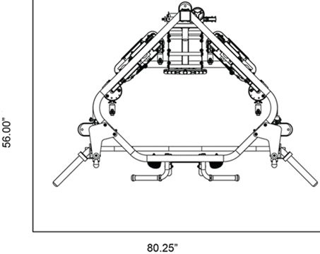 Technical drawing of a mechanical assembly with detailed components and dimensions.