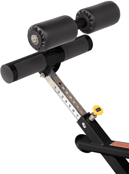 Compact glute ham developer for lower body workouts.