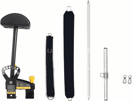 Home gym pulley system for strength training exercises.