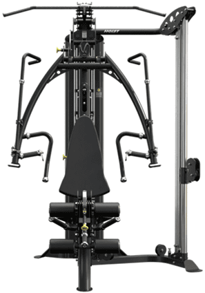 Compact multi-function home gym equipment for strength training.