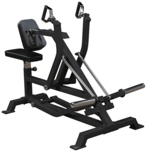 Seated row exercise machine with handles.