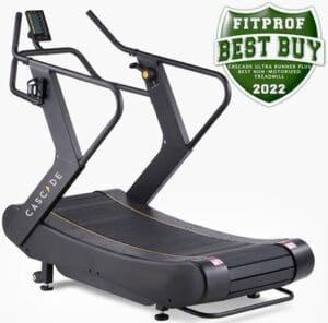 Modern curved treadmill with a "Best Buy 2023" badge.
