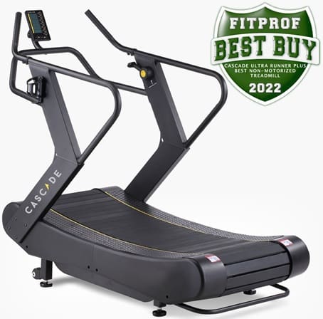 Modern curved treadmill with a "Best Buy 2023" badge.