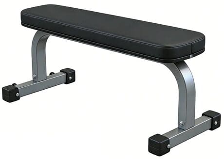 Compact flat weight bench with sturdy frame.
