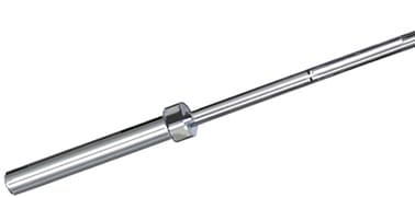Silver metal barbell on white background.