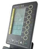 Electronic handheld game device with buttons and screen.