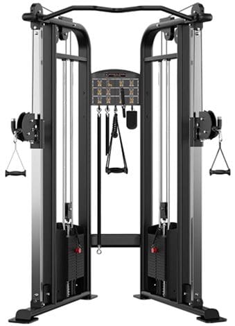 Dual cable exercise machine for strength training.