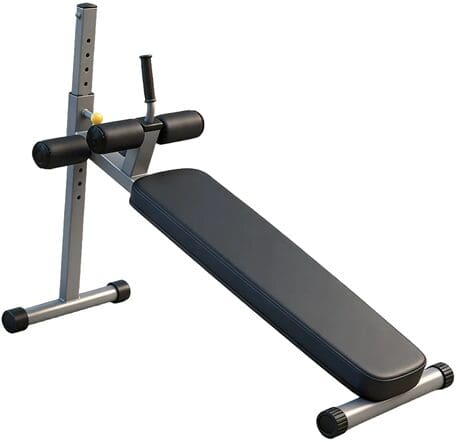 Adjustable workout bench with padded surface.