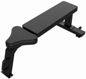 Adjustable arm support for weight training bench.