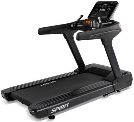 "Modern treadmill with advanced digital controls."